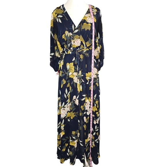 Baltic Born Kia Kimono Maxi Dress Black Floral Chiffon Slit Formal Gown Sz S - Picture 7 of 16